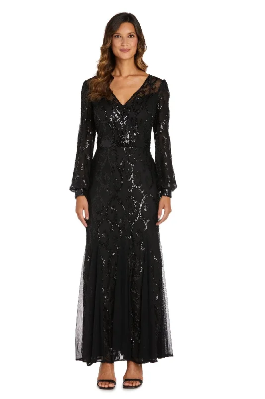 R&M Richards 5649P Petite Long Sleeve Formal Dress