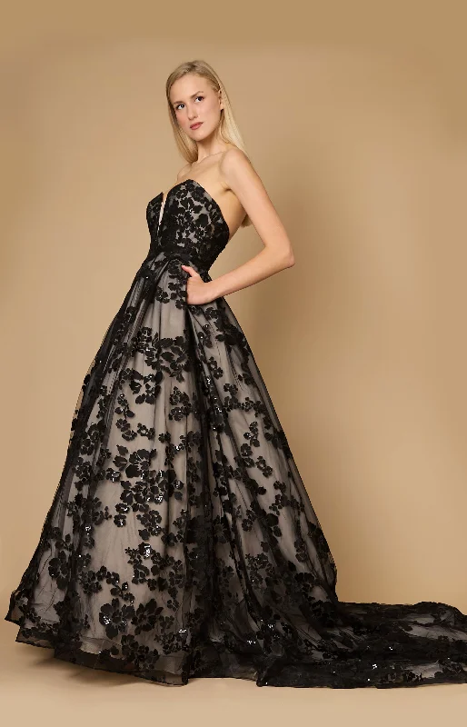 Long Black Tie Formal Couture Ball Gown