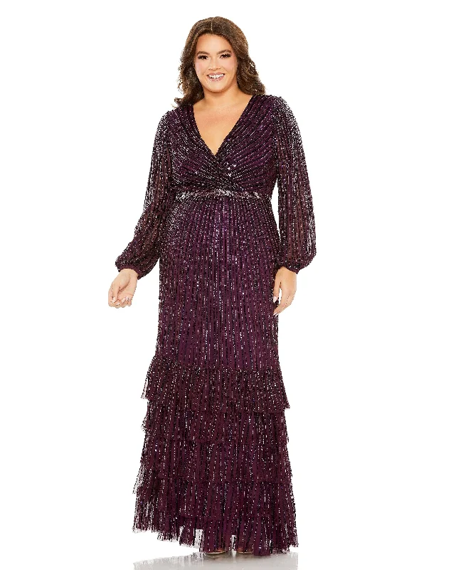 Mac Duggal 5784 Plus Size Long Sleeve Formal Evening Dress