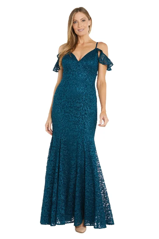 R&M Richards 6177 Long Formal Glitter Lace Evening Dress