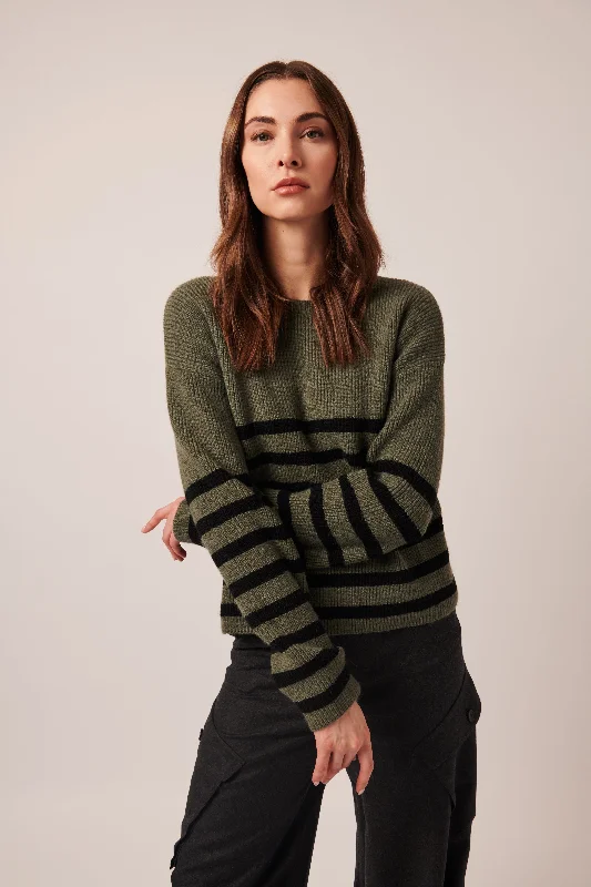 FLORALIE STRIPED CREW NECK SWEATER