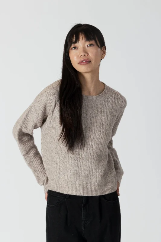 ADDIE CREW NECK SWEATER WITH CABLE DETAIL