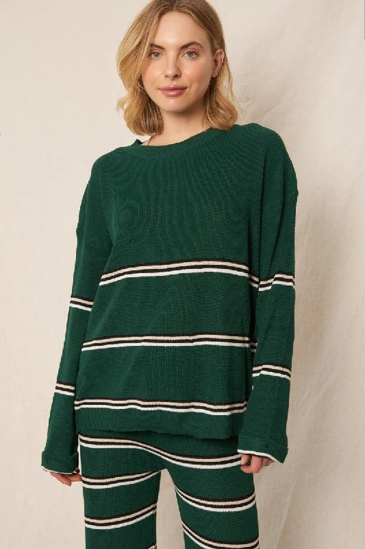 STRIPED CREW NECK SWEATER