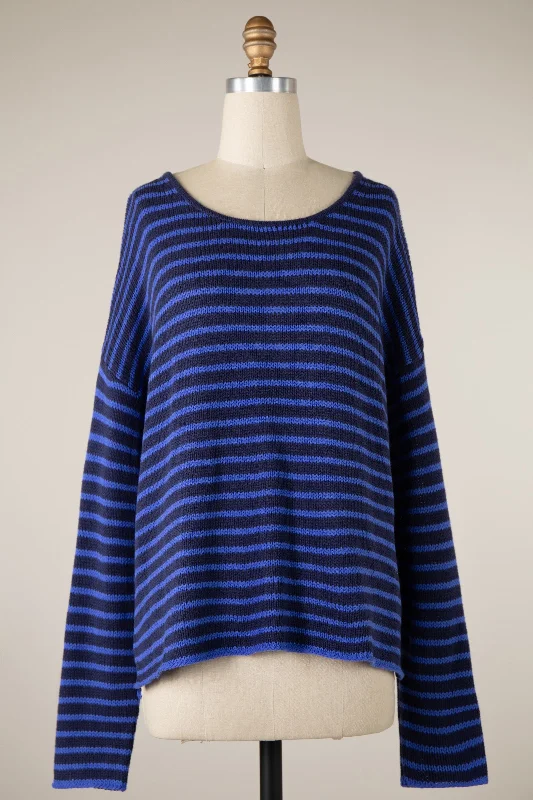 STRIPED DROP SHOULDER SWEATER