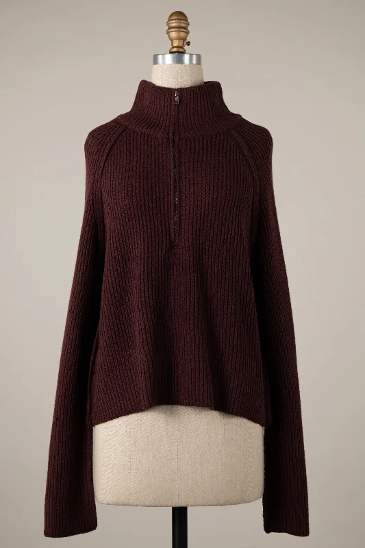 1/2 ZIP RIBBED SWEATER