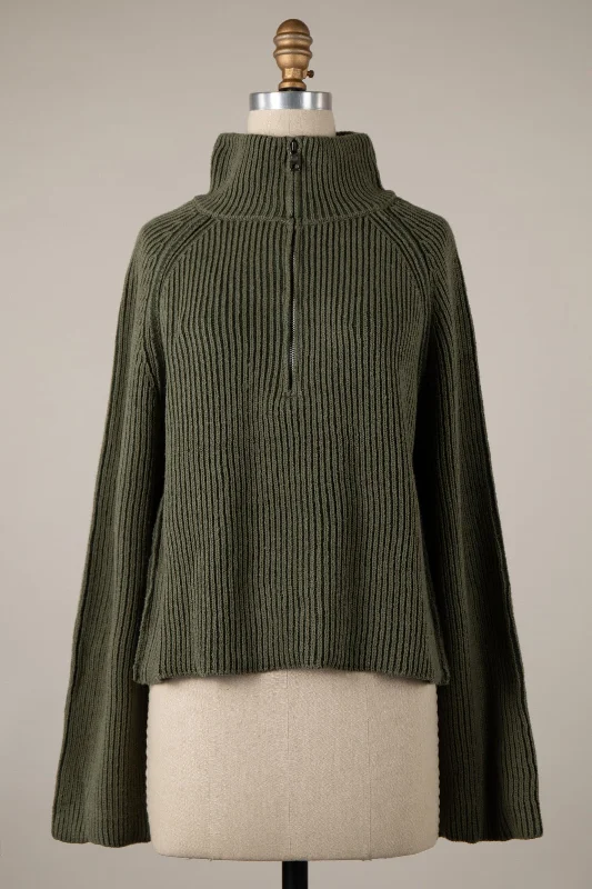 1/2 ZIP RIBBED SWEATER