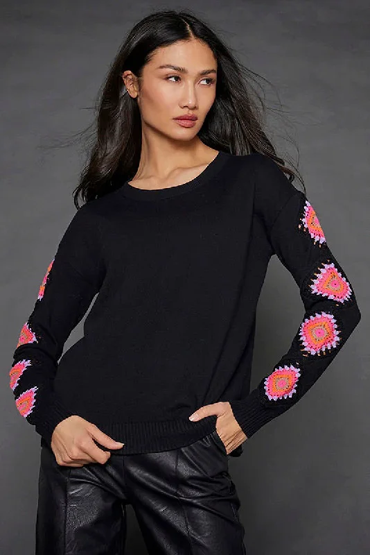 THE HOOK UP CROCHET PATCH SWEATER