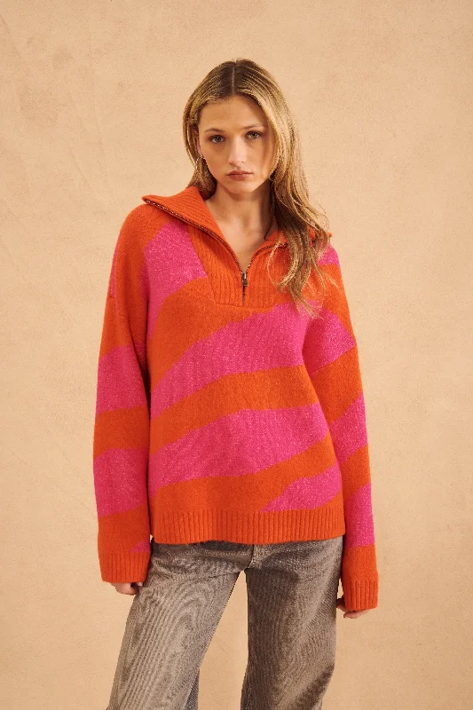 STORM WIDE STRIPE 1/4 ZIP SWEATER