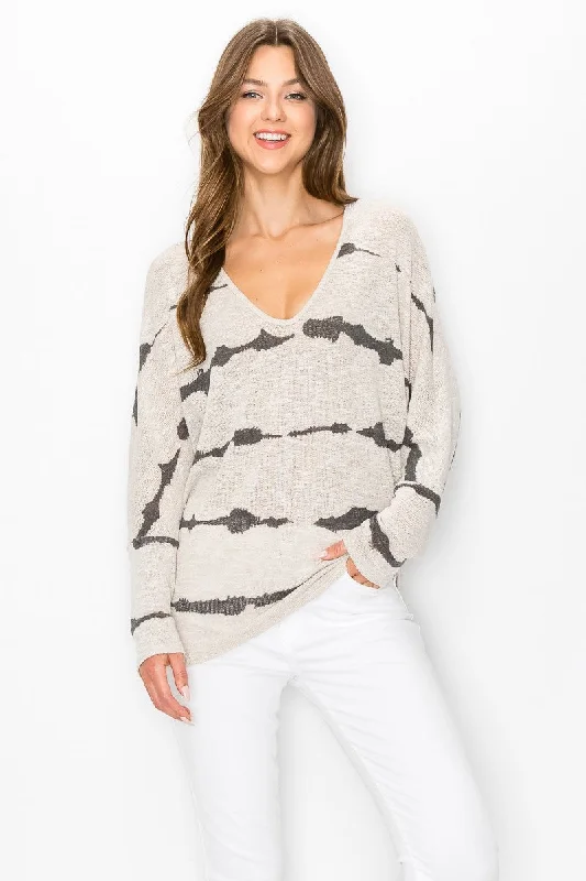 TIE DYE STRIPE FINE KNIT DOLMAN SWEATER