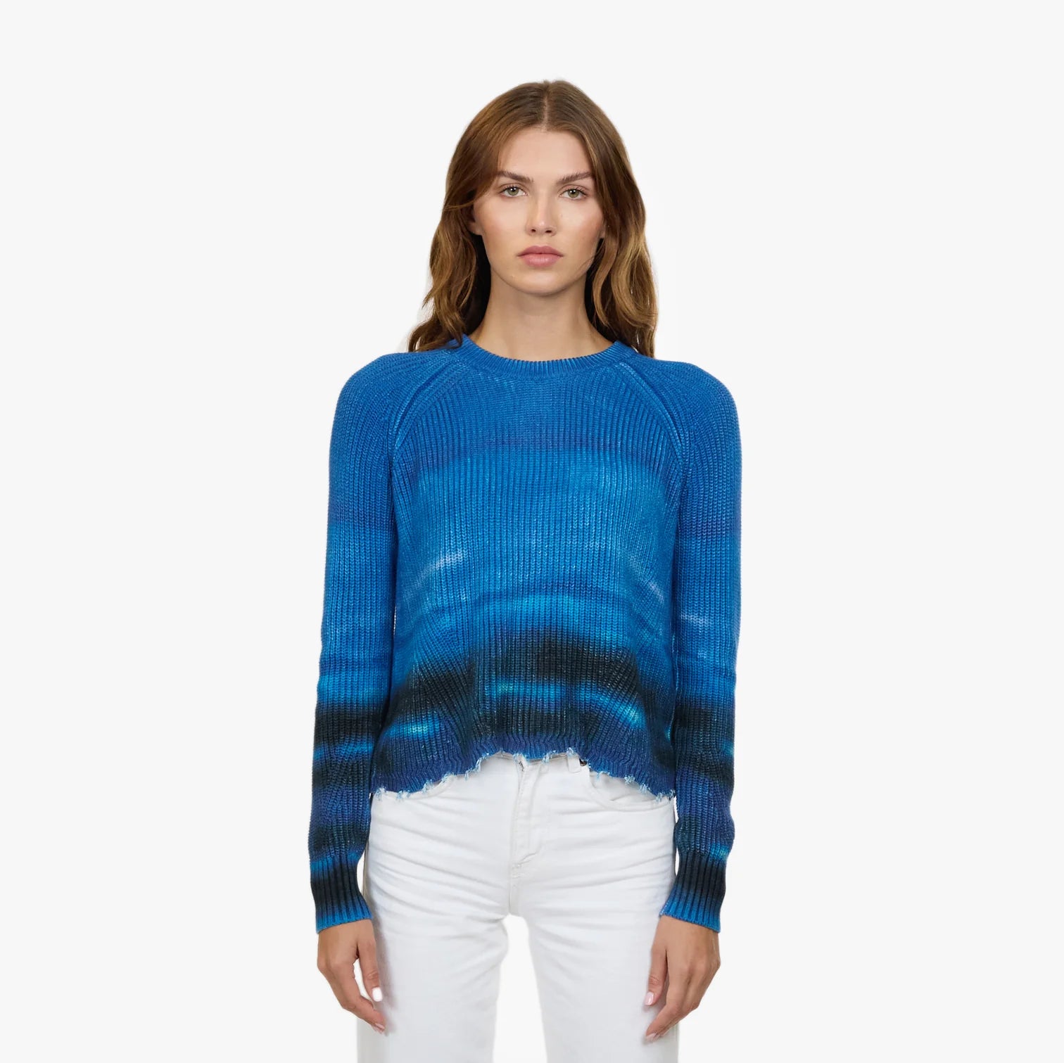 OMBRE SCALLOP SHAKER SWEATER