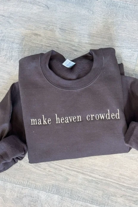 Make Heaven Crowded Embroidered Graphic Sweater