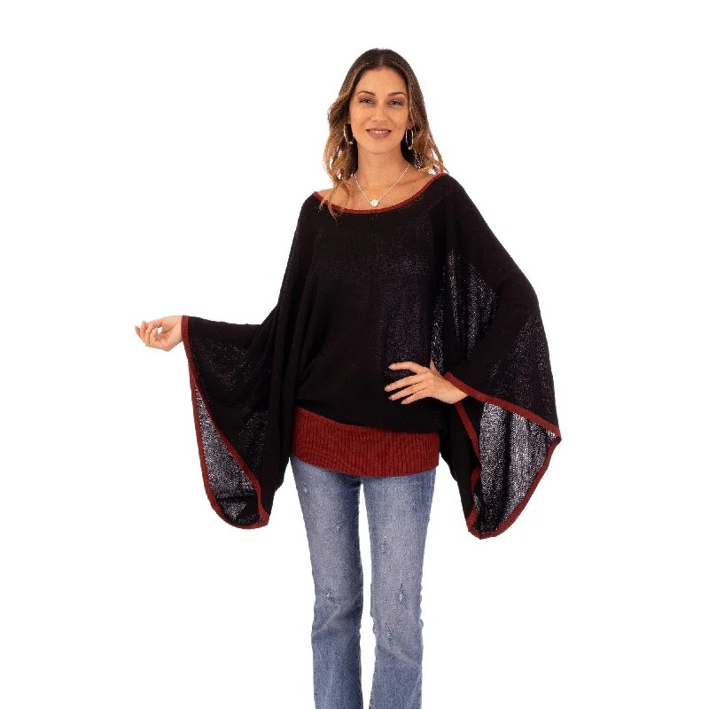 Novica Handmade Black Burgundy Dance Baby Blend Sweater