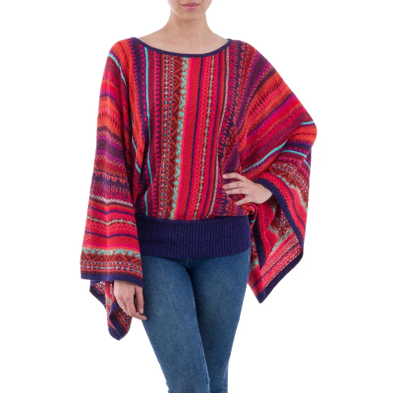 Novica Handmade Cuzco Dance Striped Kimono Sleeve Sweater