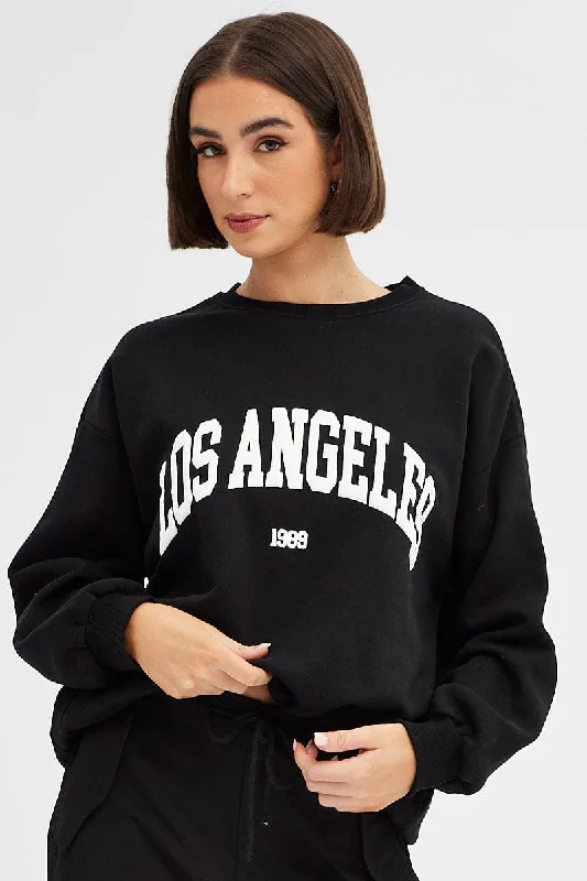 Black Graphic Sweater Long Sleeves