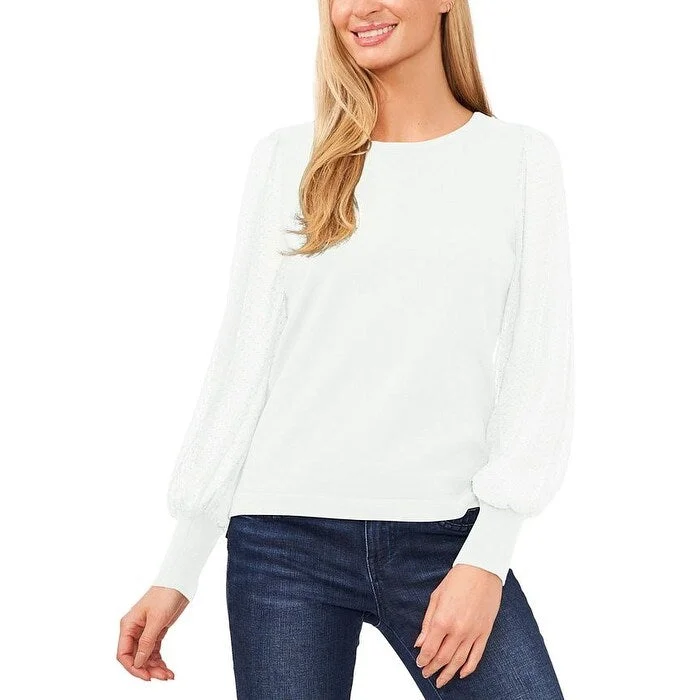 CeCe Women's Chiffon Sleeve Sweater White Size Large