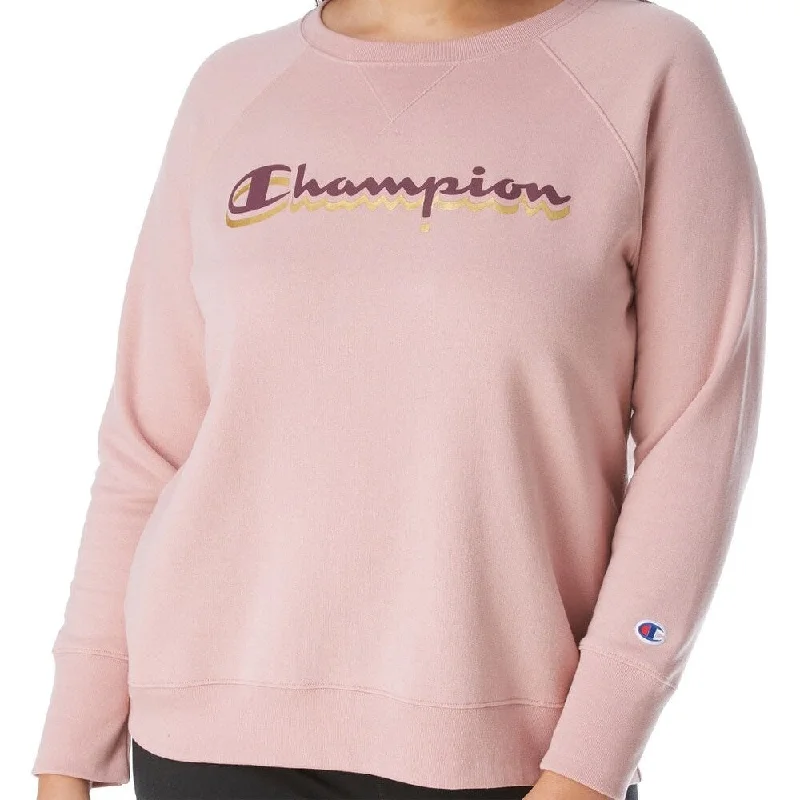 Champion Women's Powerblend Logo Sweater Pink Size Xx-Large