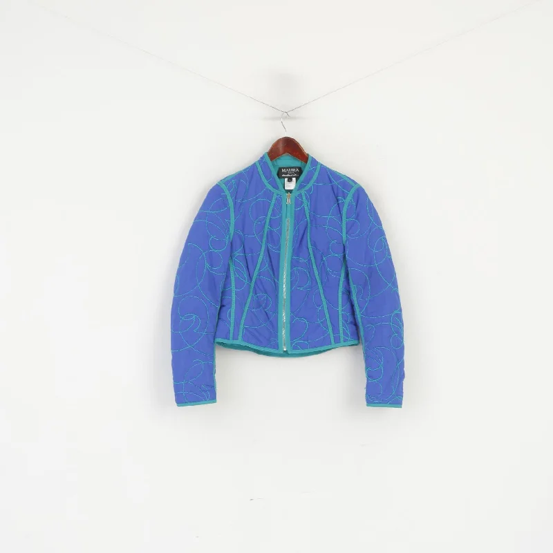 Maura by Claudia Strater Women 38 S Cropped Jacket Blue Emroidered Full Zip Top