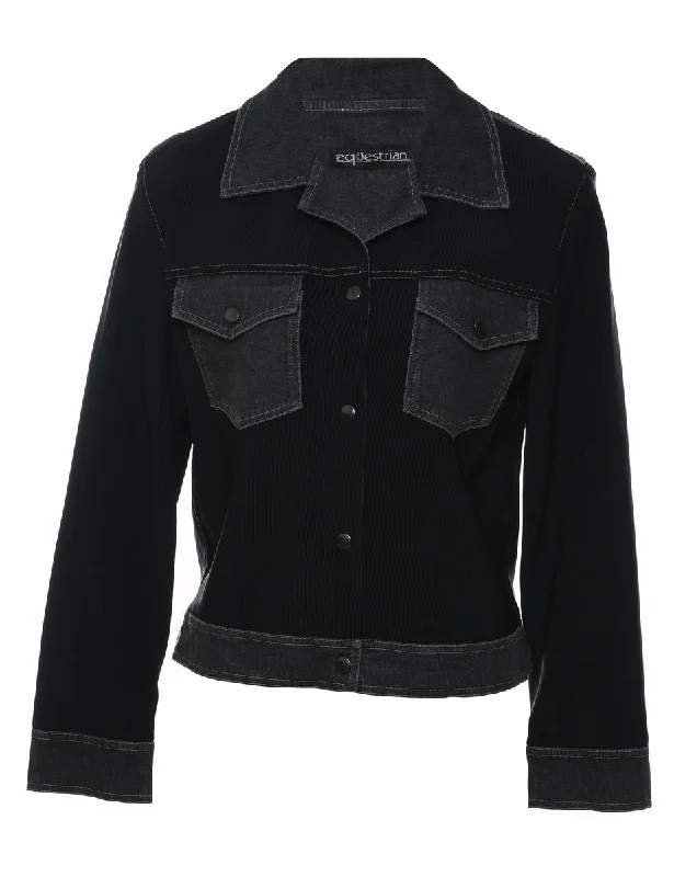 Cropped Black & Grey Utility Jacket - M