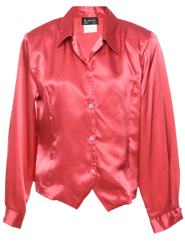 Cropped Satin Evening Blouse - L