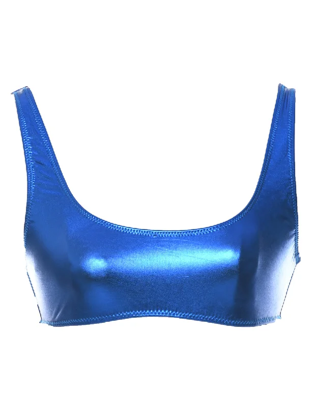 Cropped Shiny Blue Bralet - XS