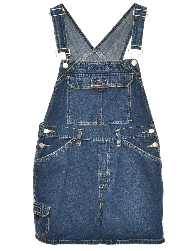 Dark Wash Cropped Dungarees - W34 L3