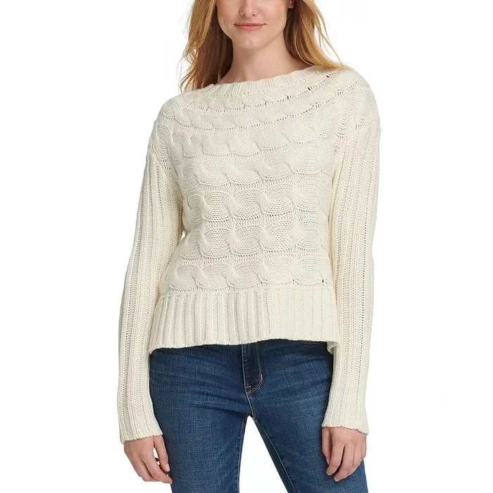 DKNY Women's Horizontal Cable Knit Sweater White Size X-Small