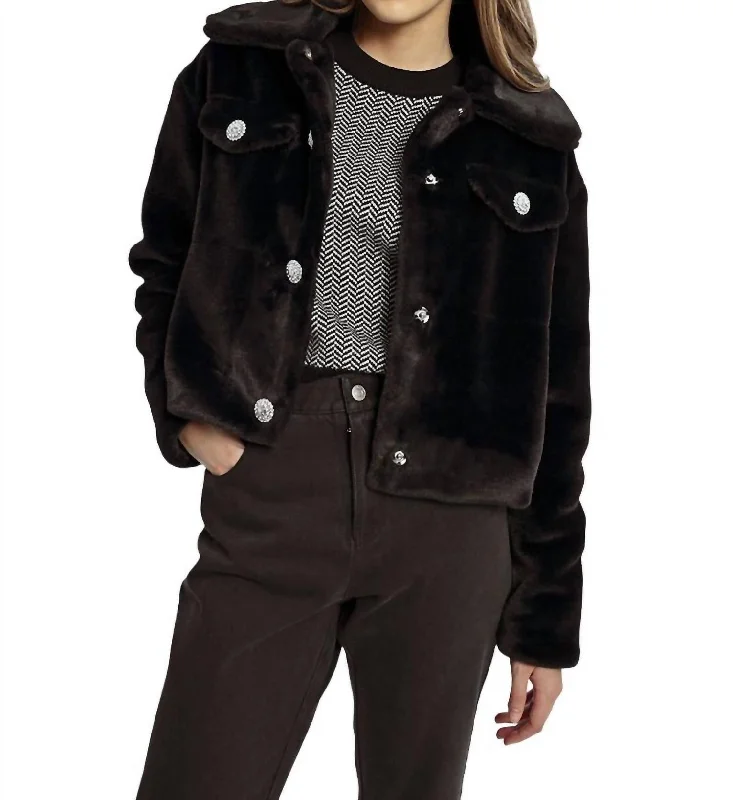 Faux Fur Jacket In Black