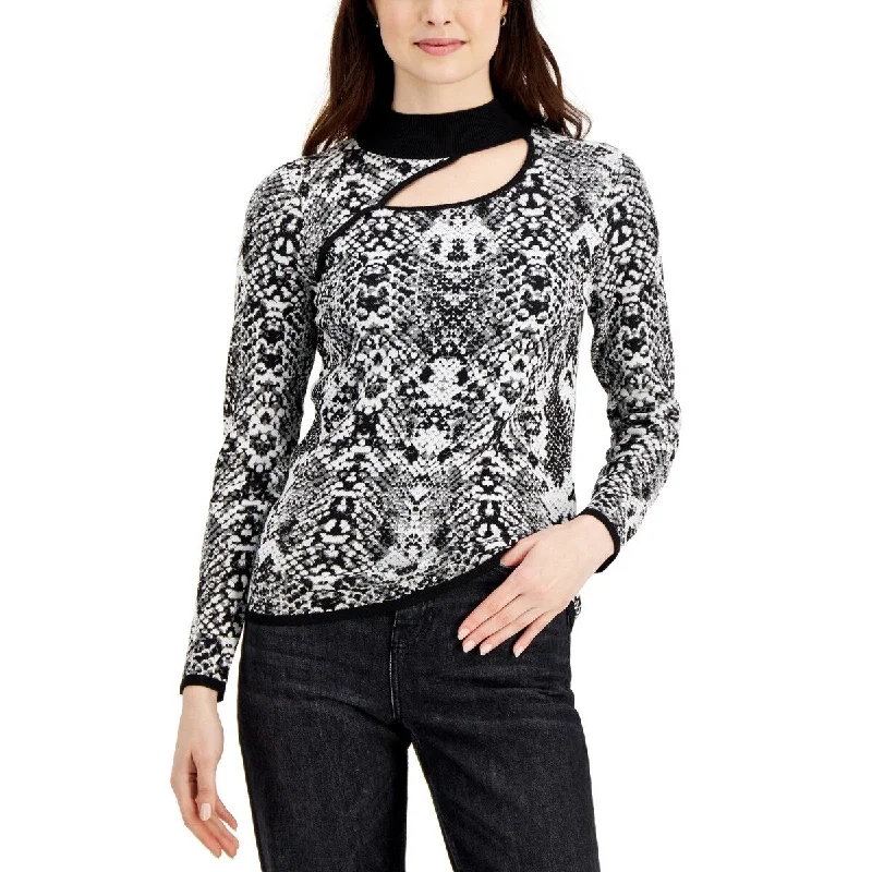 Fever Women's Jacquard Cut Out Sweater Black Size X-Large