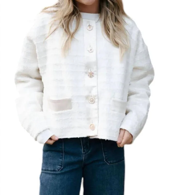 Jewel Tweed Jacket In Cream