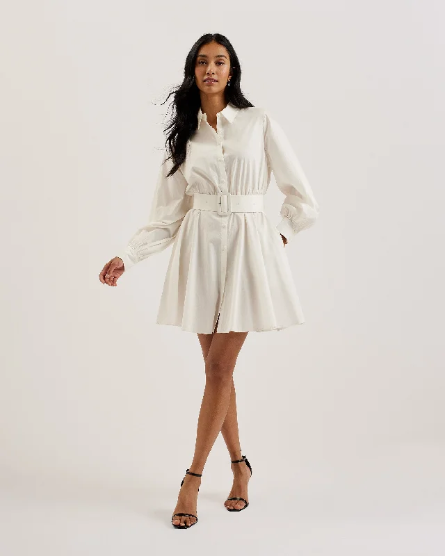 Jurua Long Sleeve Shirt Mini Dress White