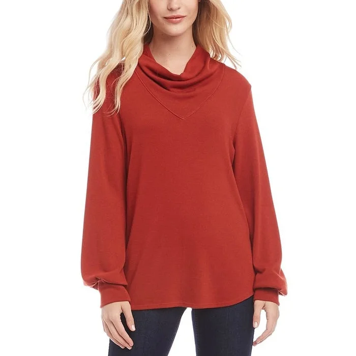 Karen Kane Women's Stretch Blouson Sleeve Cowl Neck Wear to Work Sweater Red Size Large