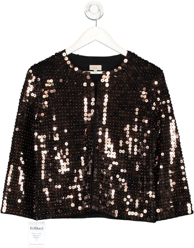 Karen Millen Brown Sequin Cropped Jacket UK 8