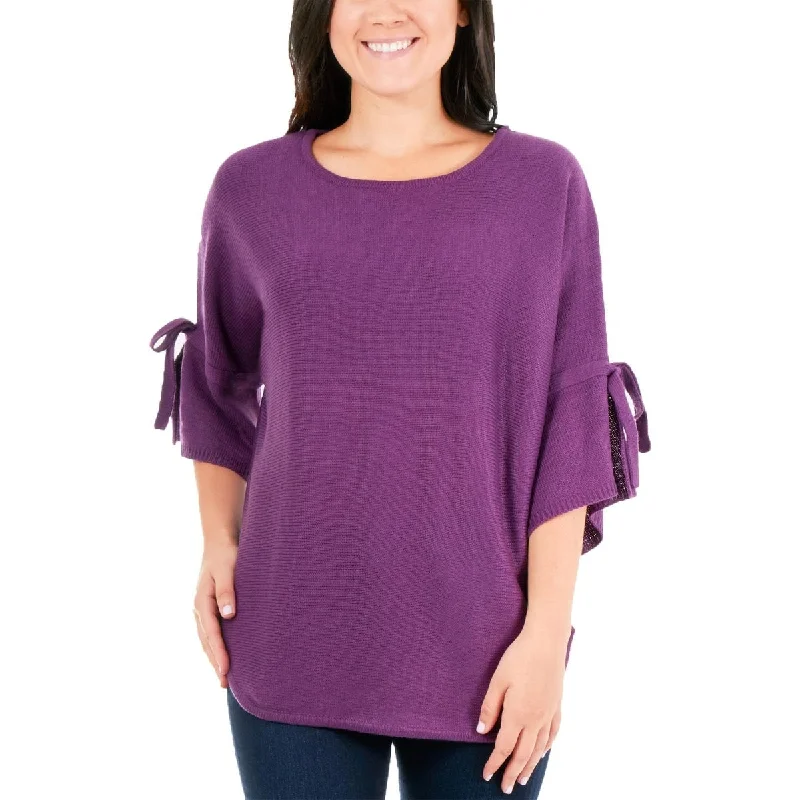 Ny Collection Women's Round Hem Knit Sweater Purple Size Large