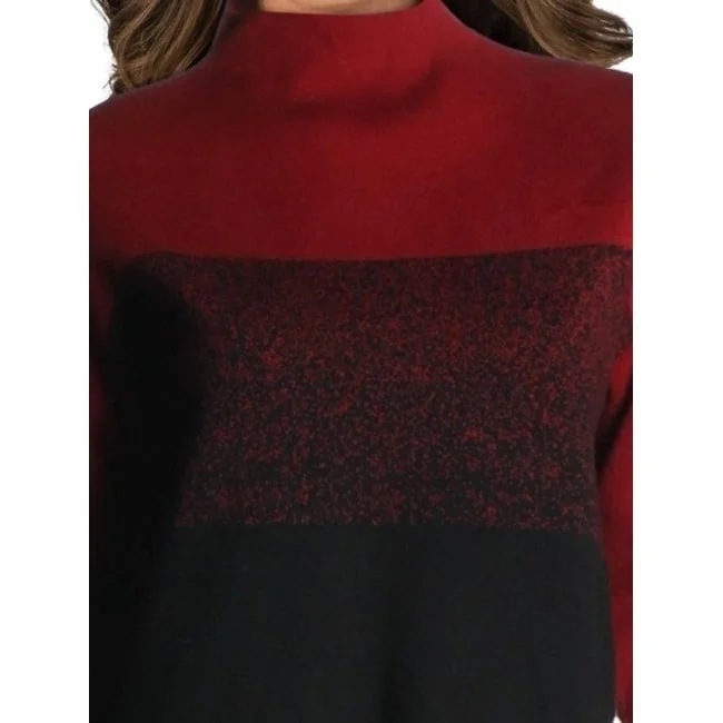 Ombré Funnel Neck Sweater Women's Anne Klein Burgundy Long Sleeve Mock Sweater Red Size X-Large