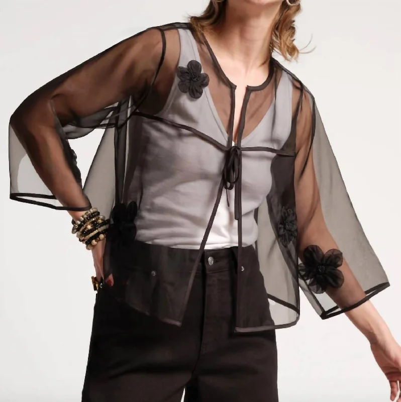 Parker Short Swing Jacket In Mesh Organza Black