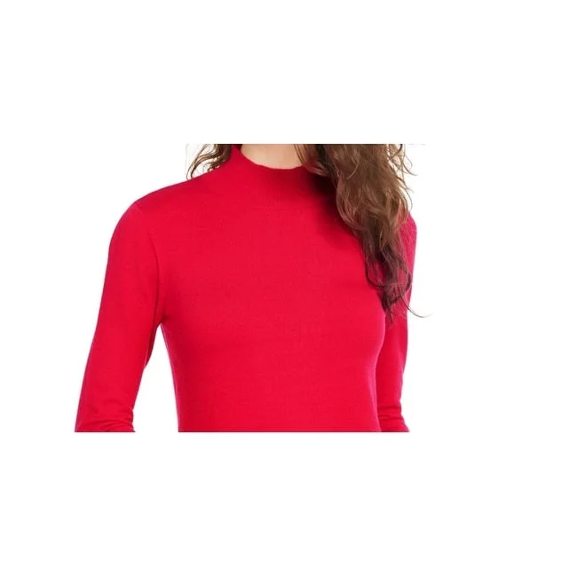 Planet Gold Junior's Mock Neck Sweater Red Size Large