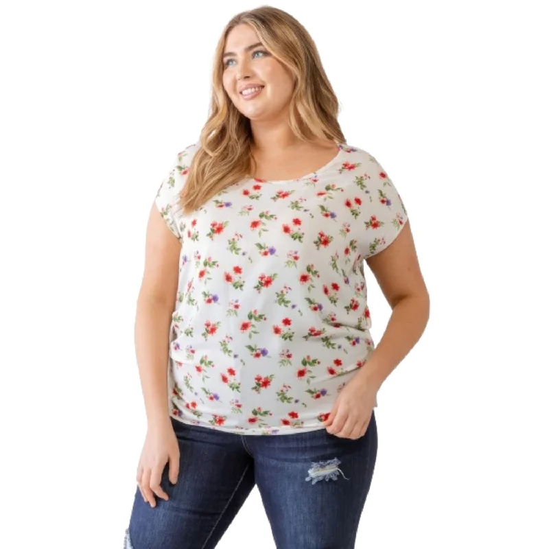 Plus Flower Print Ruched Top