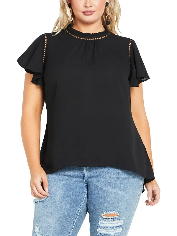 Plus Womens Cut-Out Blouse