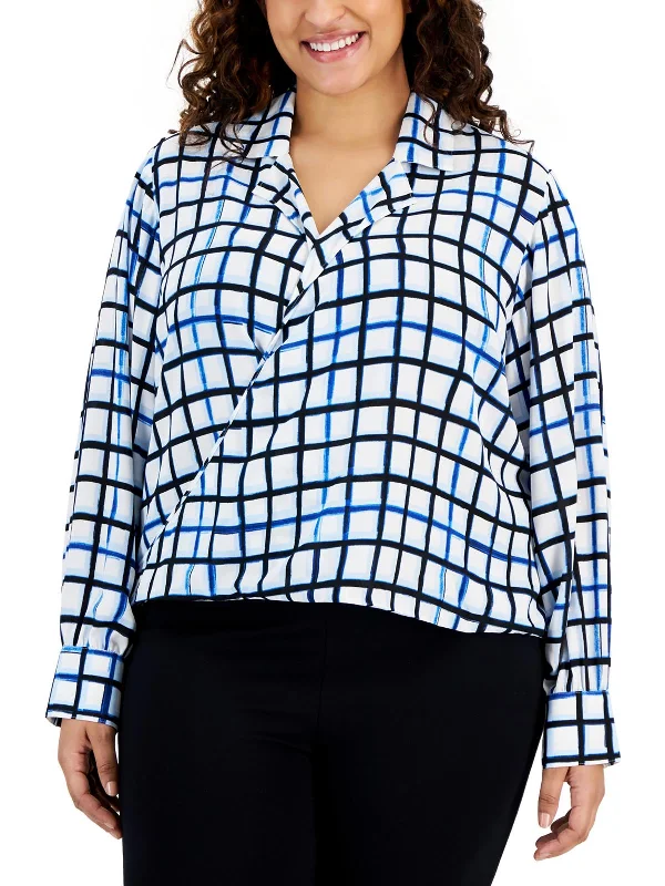 Plus Womens Printed Wear To Work Blouse