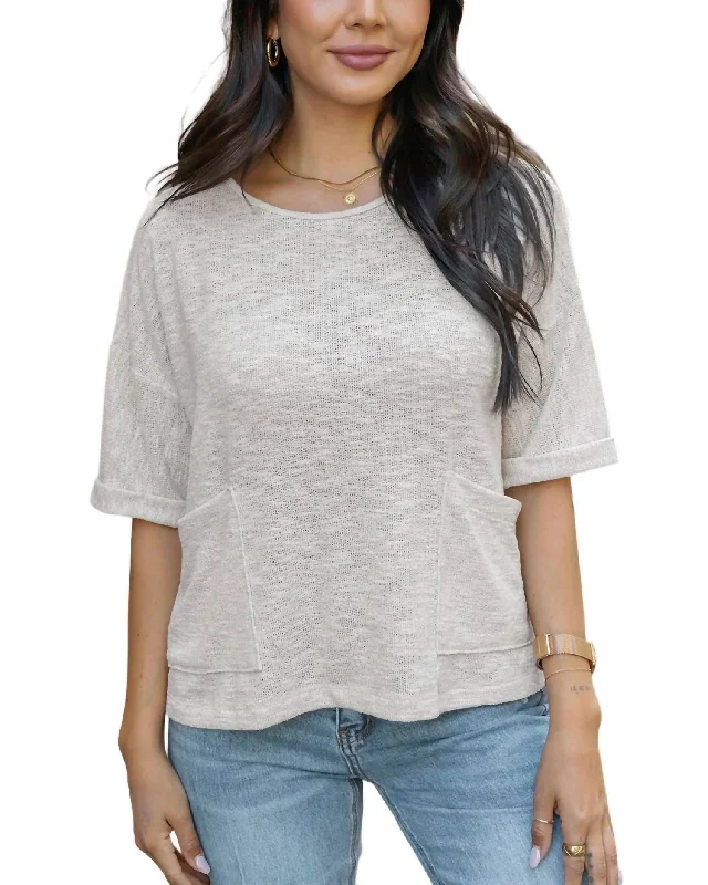 Pocket Sweater Tee In Oatmeal