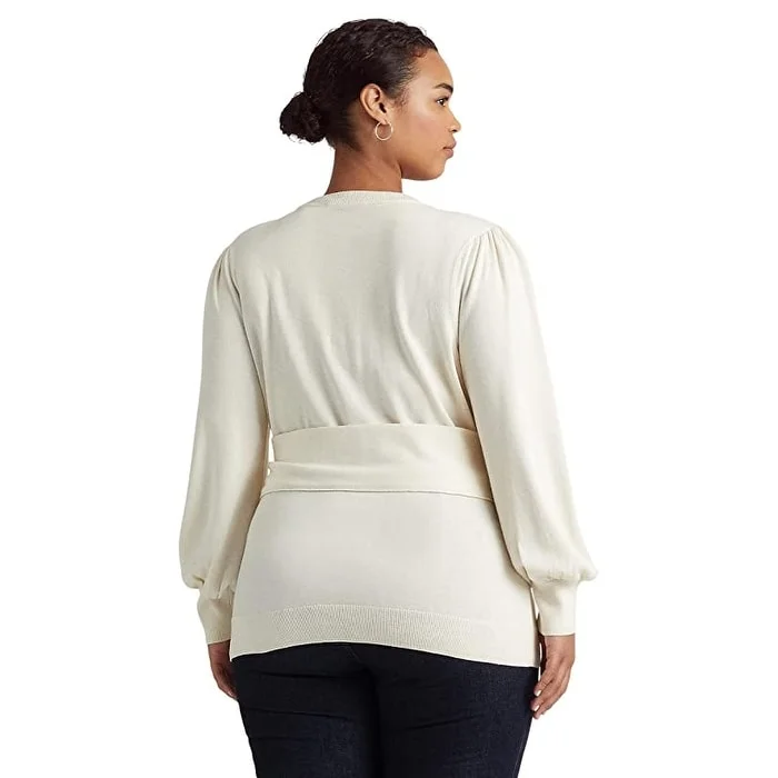 Ralph Lauren Women's Belted Cotton Blend Sweater White Size 1X