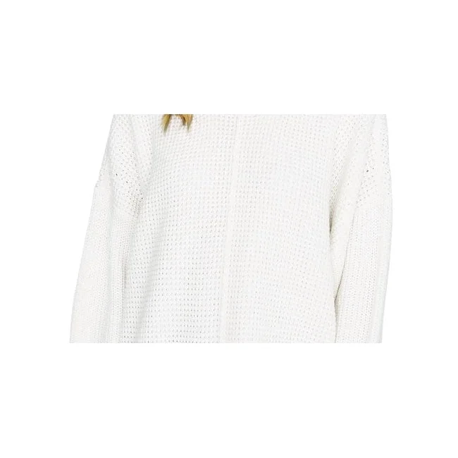 Sanctuary Women's Sorry Not Sorry Drop Shoulder Chunky Knit Sweater White Size Large