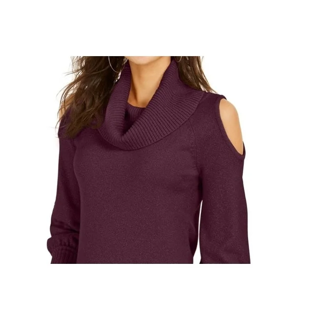 Thalia Sodi Women's Cold Shoulder Cowl Neck Sweater Purple Size Xx-Large