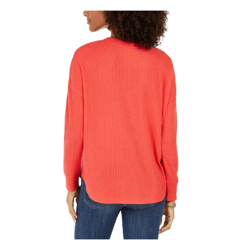 Tommy Hilfiger Women's Long Sleeve With Buttons Sweater Coral Size Xx-Large