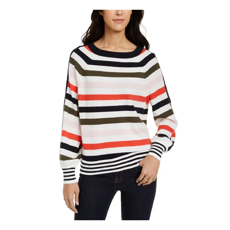 Tommy Hilfiger Women's Striped Balloon Sleeve Sweater White Size Xx-Large