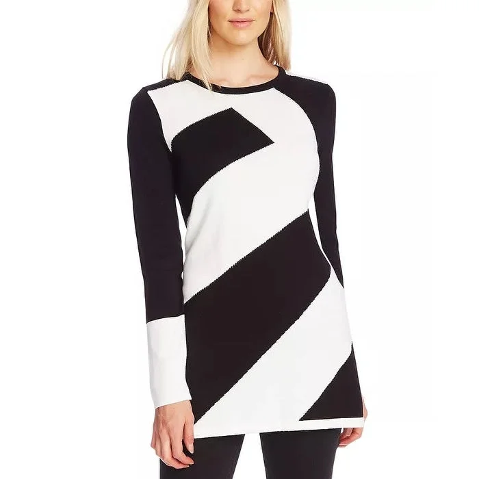 Vince Camuto Women's Diagonal Colorblocked Sweater Black Size X-Small