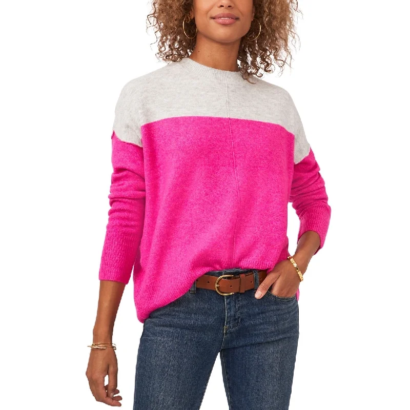 Vince Camuto Women's Extend Shoulder Colorblock Sweater Pink Size Large