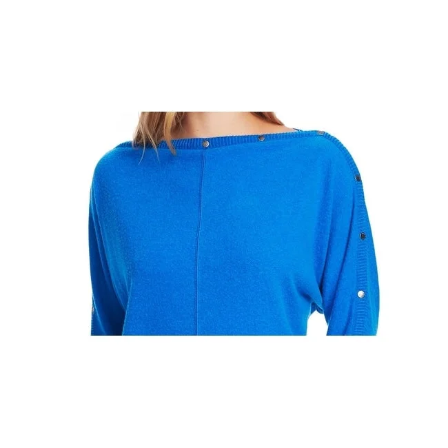 Vince Camuto Women's Snap Trim Dolman Sleeve Sweater Blue Size Medium