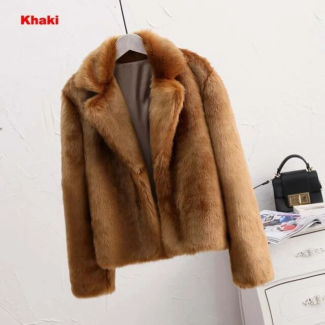 khaki faux fur coat