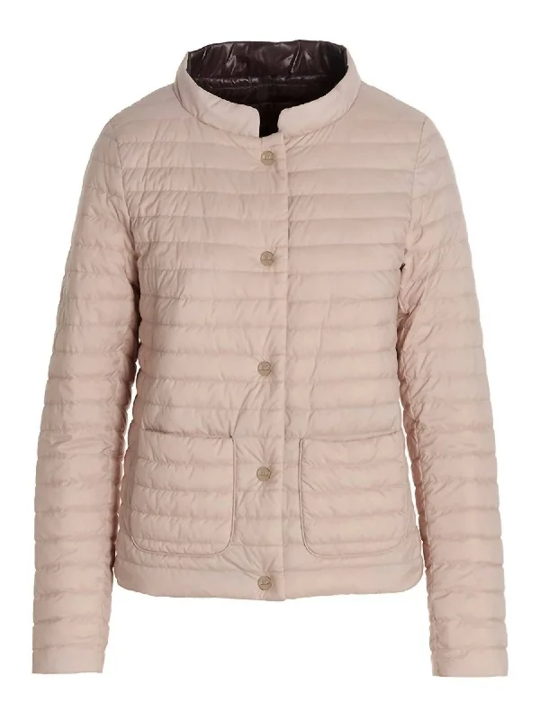 Women's Reversible Puffer Jacket In Pink-Raisin